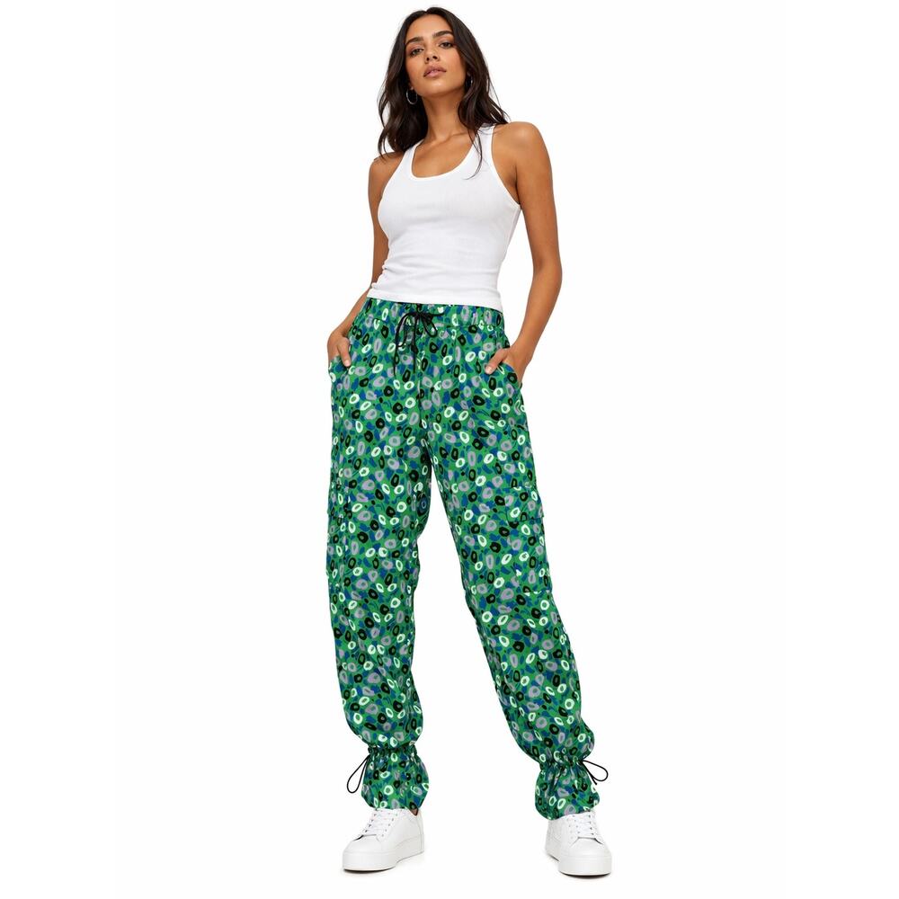 2020s Diane von Furstenberg for Target Green Abstract Nylon Cargo Pants NWT M